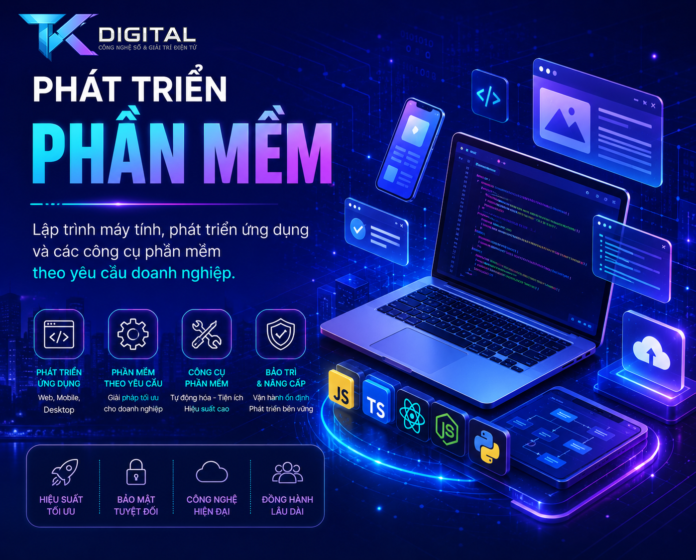 Phát triển phần mềm — lập trình, ứng dụng và công cụ theo yêu cầu doanh nghiệp